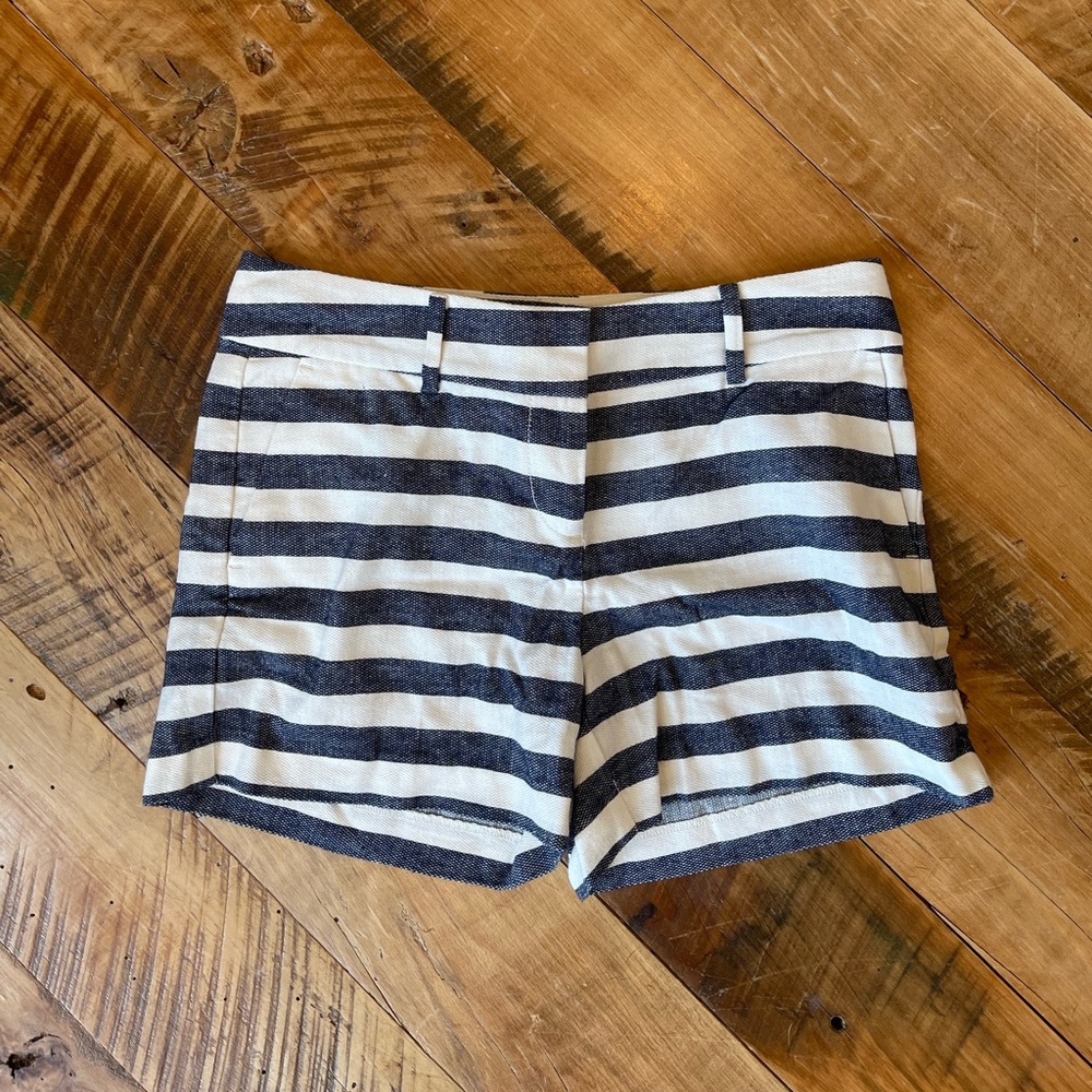 Never worn navy blue and white striped